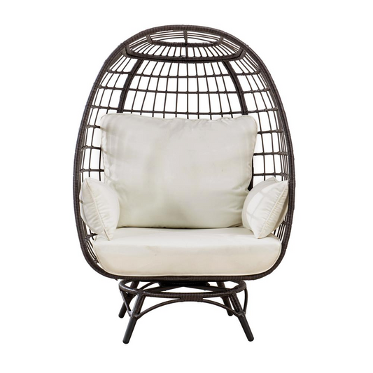 Egg Cuddle Chair Wicker Swivel Lounge Chair, Oversized Indoor Outdoor Egg Chair