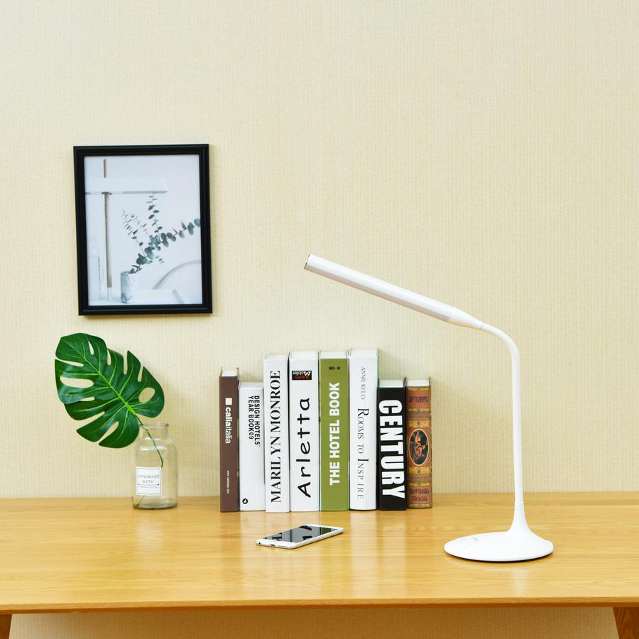 Data Accessories Company Desk Lamp - 15" Height - 6 W LED Bulb - Desk Mountable - White - for Office, Home, Dorm