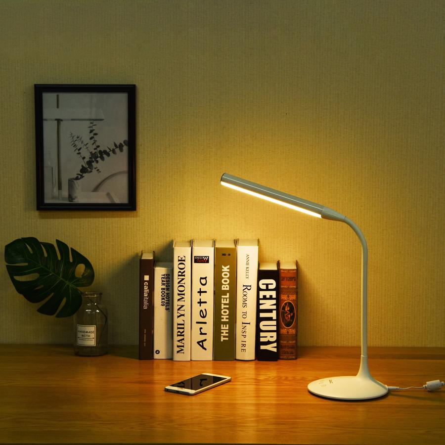 Data Accessories Company Desk Lamp - 15" Height - 6 W LED Bulb - Desk Mountable - White - for Office, Home, Dorm