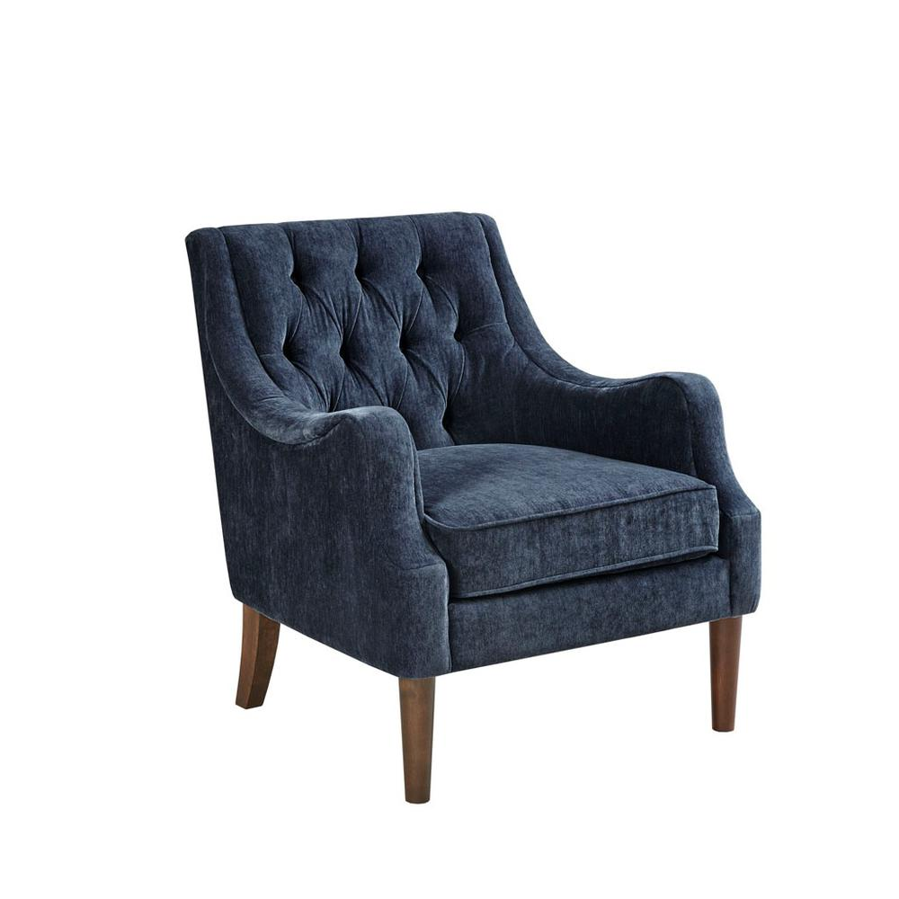 Qwen Button Tufted Accent Chair, Navy