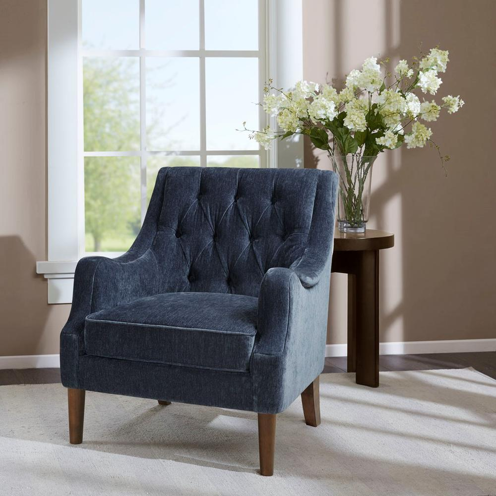 Qwen Button Tufted Accent Chair, Navy