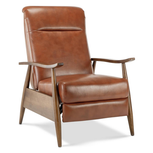 Solaris Wood Arm Push Back Recliner - Caramel