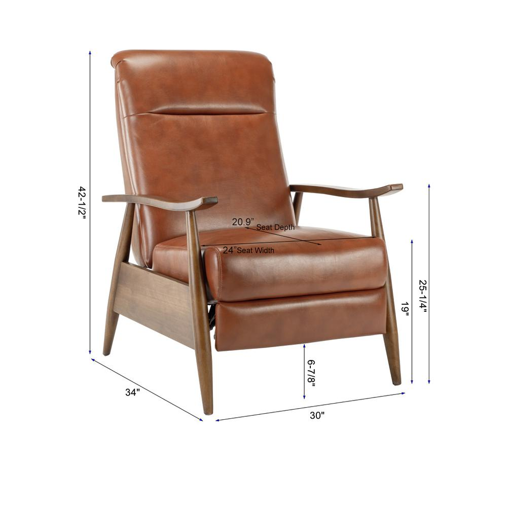 Solaris Wood Arm Push Back Recliner - Caramel