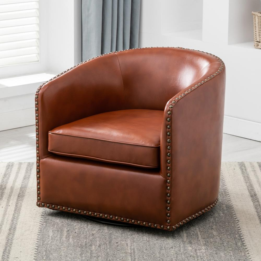 Tyler Swivel Arm Chair - Caramel