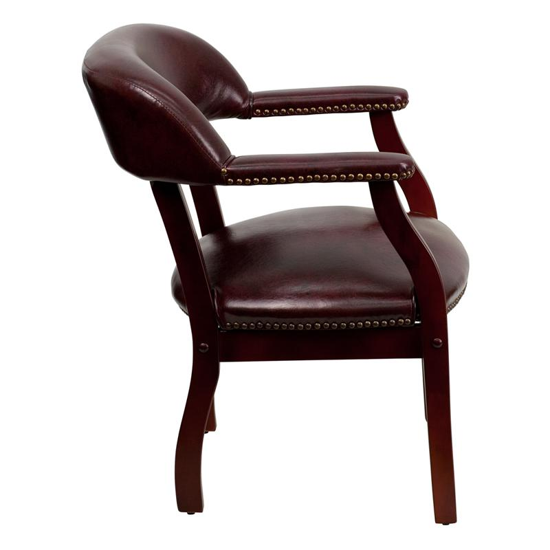 Oxblood Vinyl Luxurious Conference Chair with Accent Nail Trim