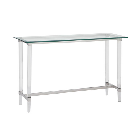 Acrylic Glass Rectangle Console Table w/Glass Lower Shelf