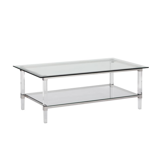 Acrylic Glass Rectangle Coffee Table w/Glass Lower Shelf