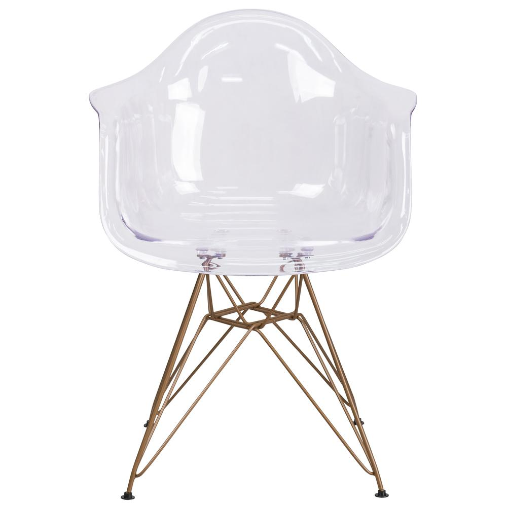 Alonza Series Transparent Side Chair with Gold Base