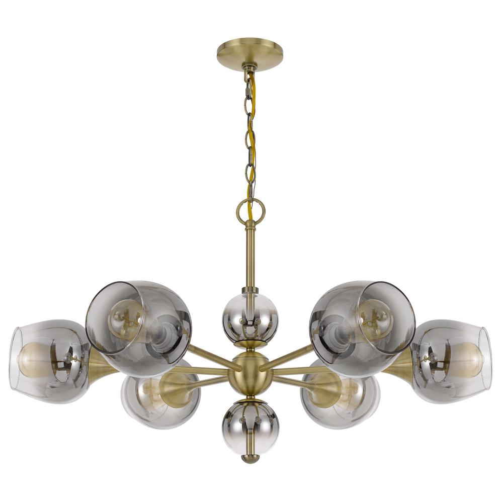 60W x 6 Pendleton metal chandelier with electoral plated smoked glass shades