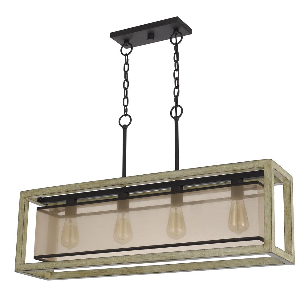 Palencia rubber wood Island chandelier with organza shade