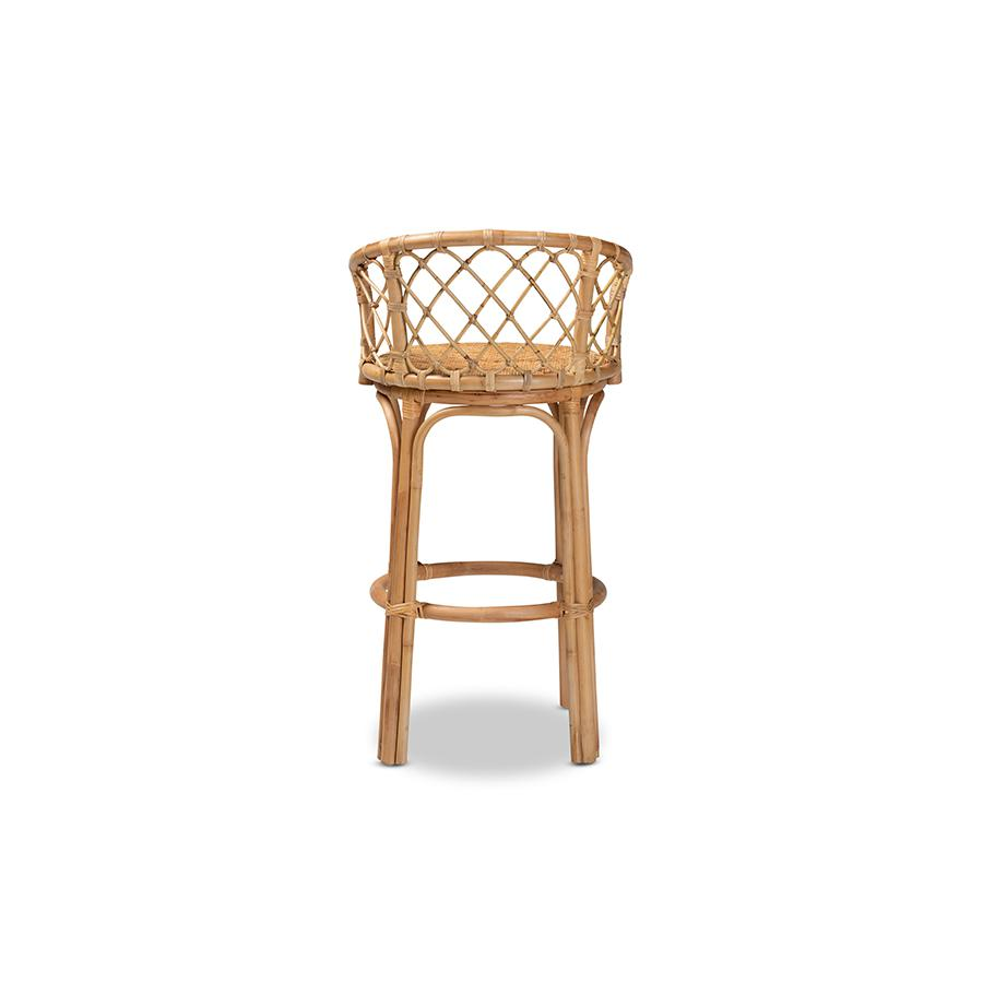 bali & pari Orchard Modern Bohemian Natural Brown Rattan Bar Stool