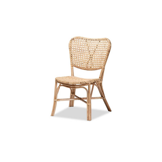 bali & pari Nadira Modern Bohemian Natural Brown Finished Rattan Dining Chair