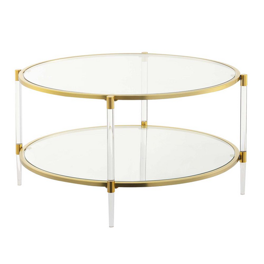 Royal Crest Acrylic Glass Coffee Table, Clear/Gold