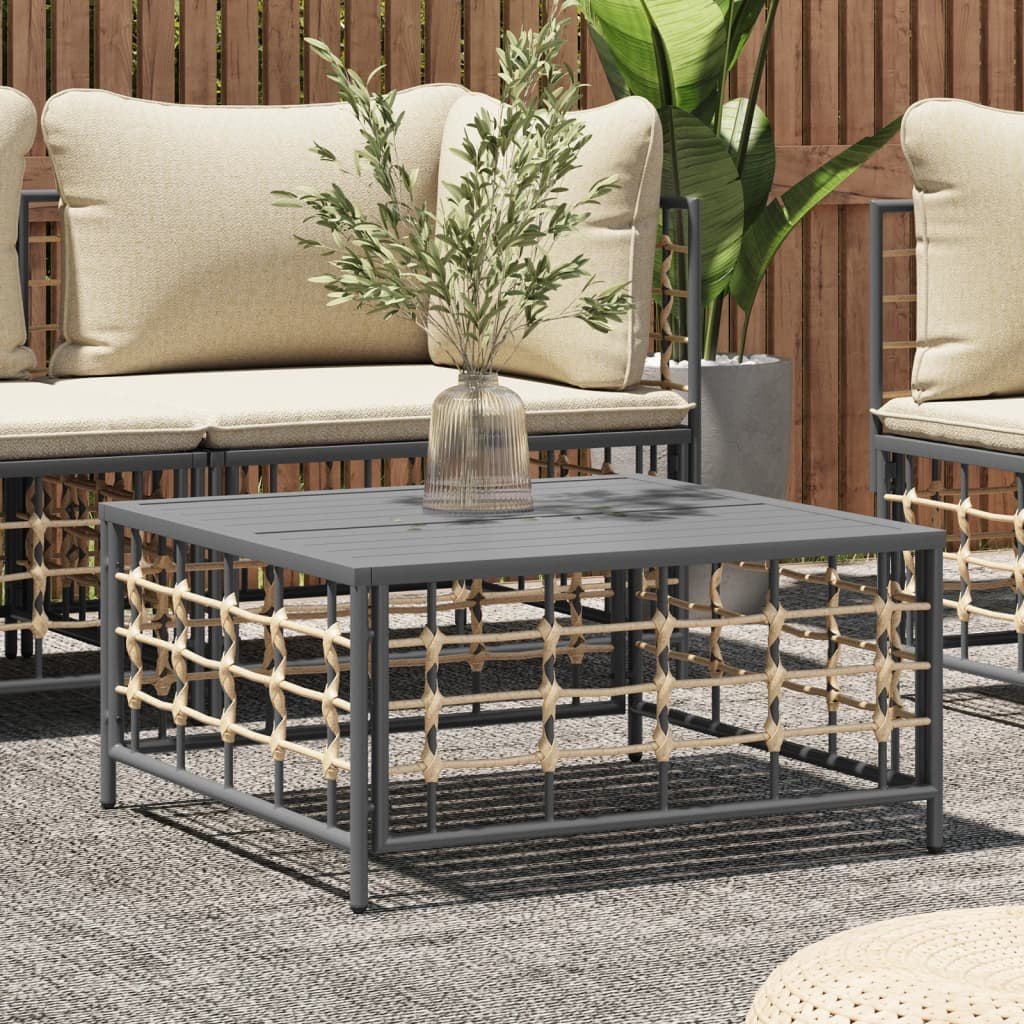 vidaXL Patio Table Anthracite 27.6"x27.6"x13.4" Poly Rattan