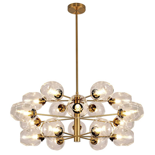 18 Light Halogen Chandelier Vintage Bronze with Champagne Glass