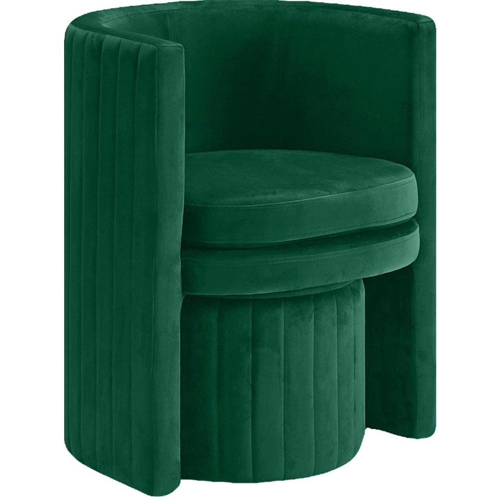 Best Master Seager Green Velvet Round Arm Chair with Ottoman