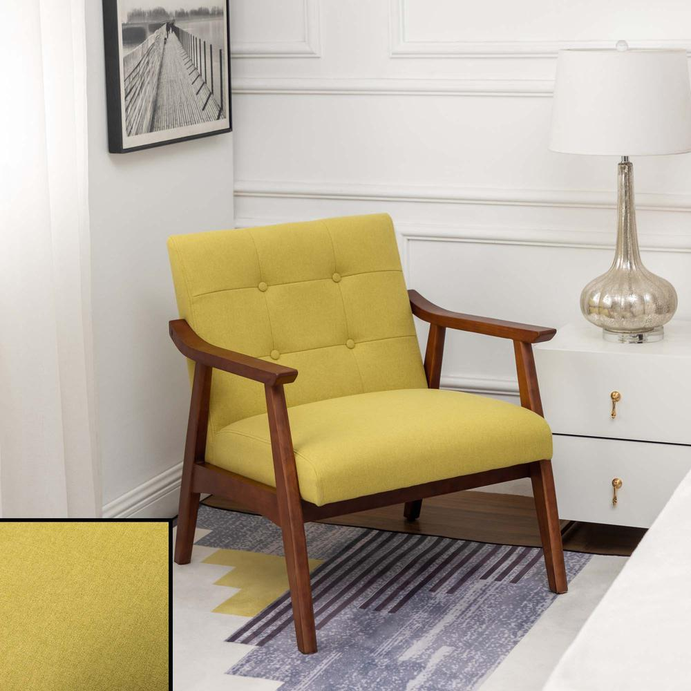 Take a Seat Natalie Accent Chair Bumblebee Yellow Fabric/Espresso