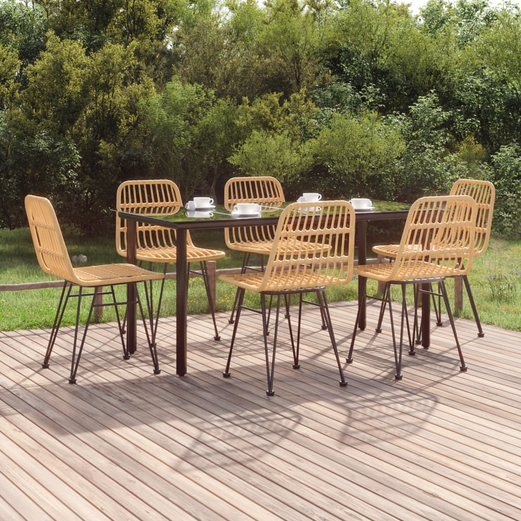 vidaXL 7 Piece Patio Dining Set Poly Rattan