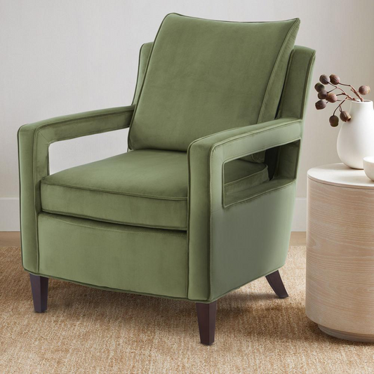 Questa Green Velvet Accent Arm Chair