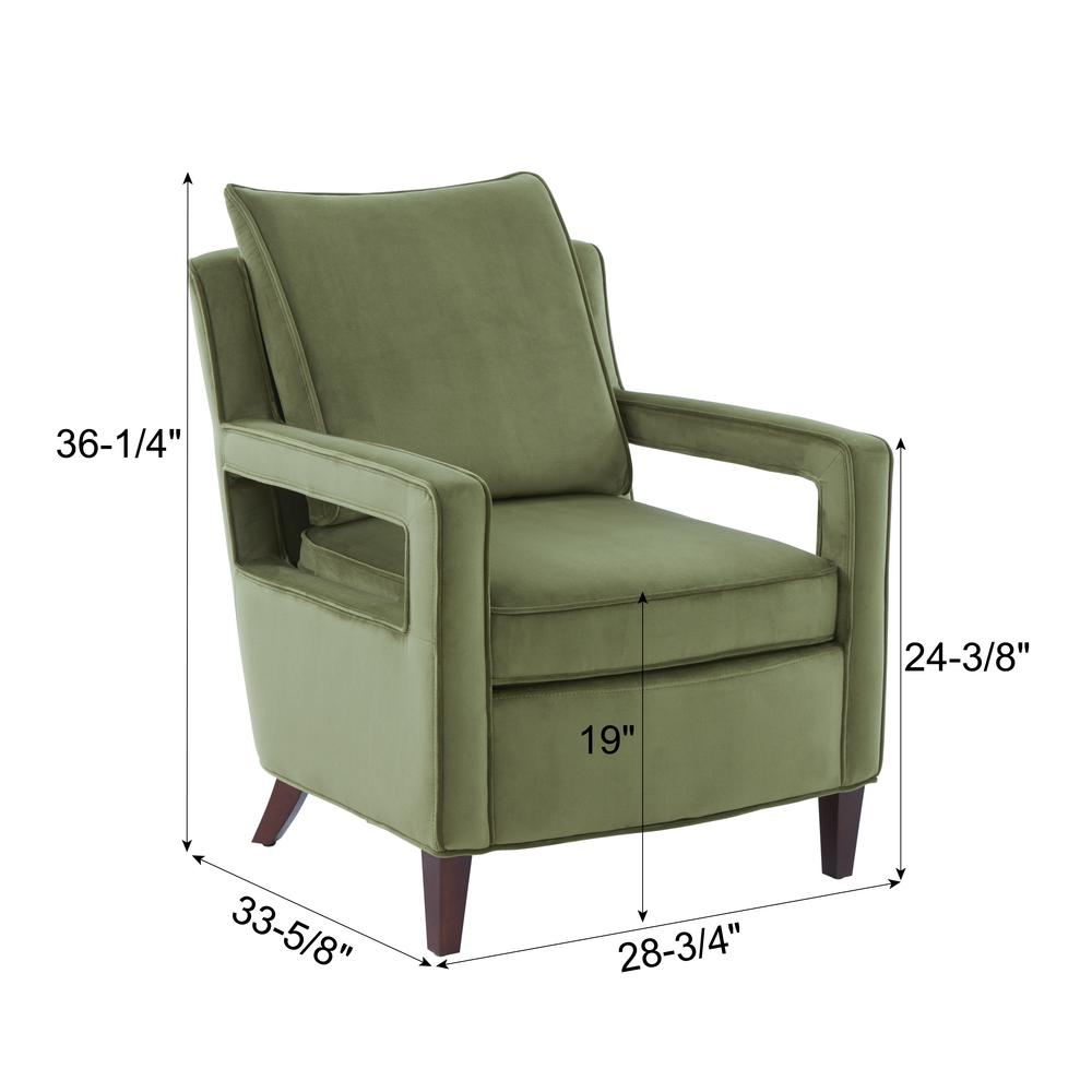 Questa Green Velvet Accent Arm Chair