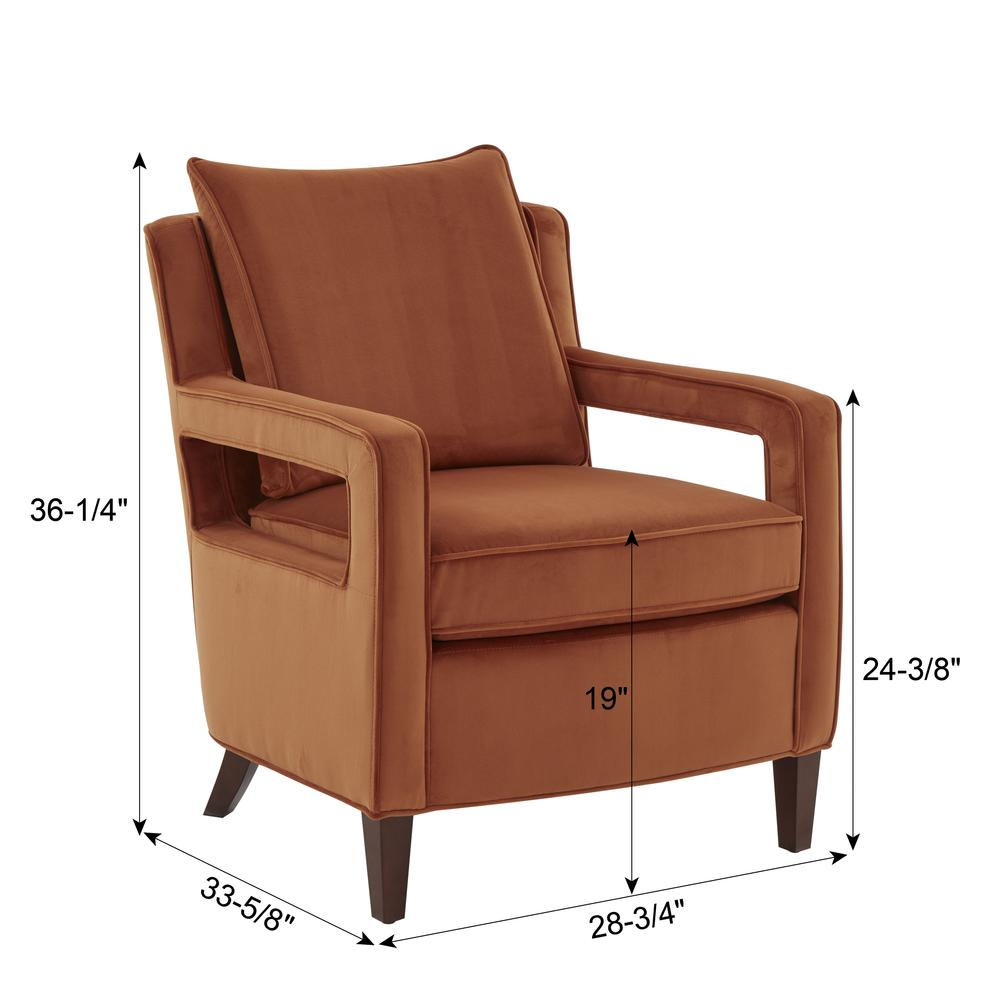 Questa Burnt Orange Velvet Accent Arm Chair