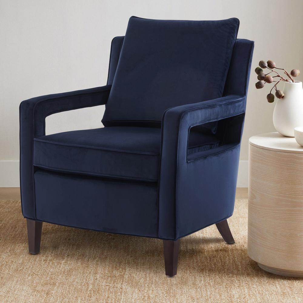 Questa Navy Blue Velvet Accent Arm Chair