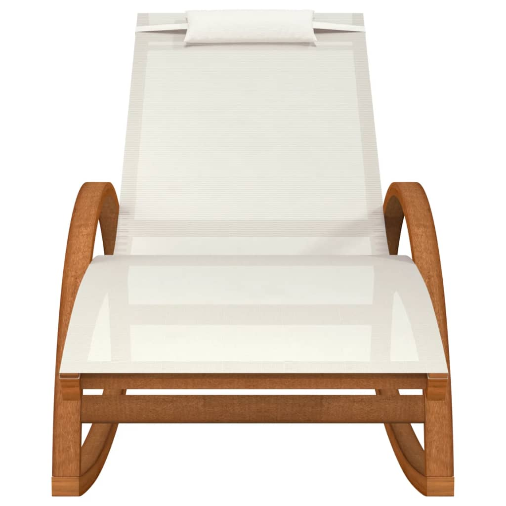 vidaXL Rocking Chair White Textilene and Solid Wood Poplar