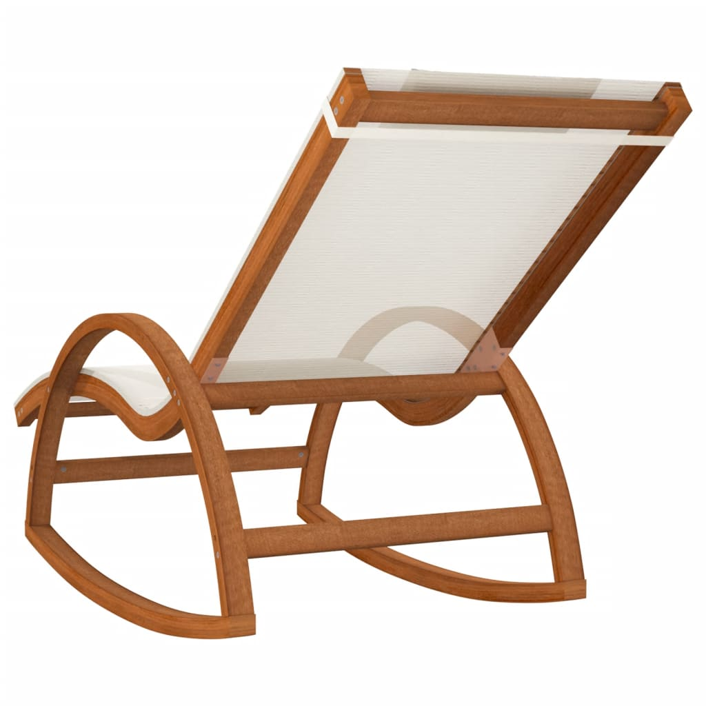 vidaXL Rocking Chair White Textilene and Solid Wood Poplar