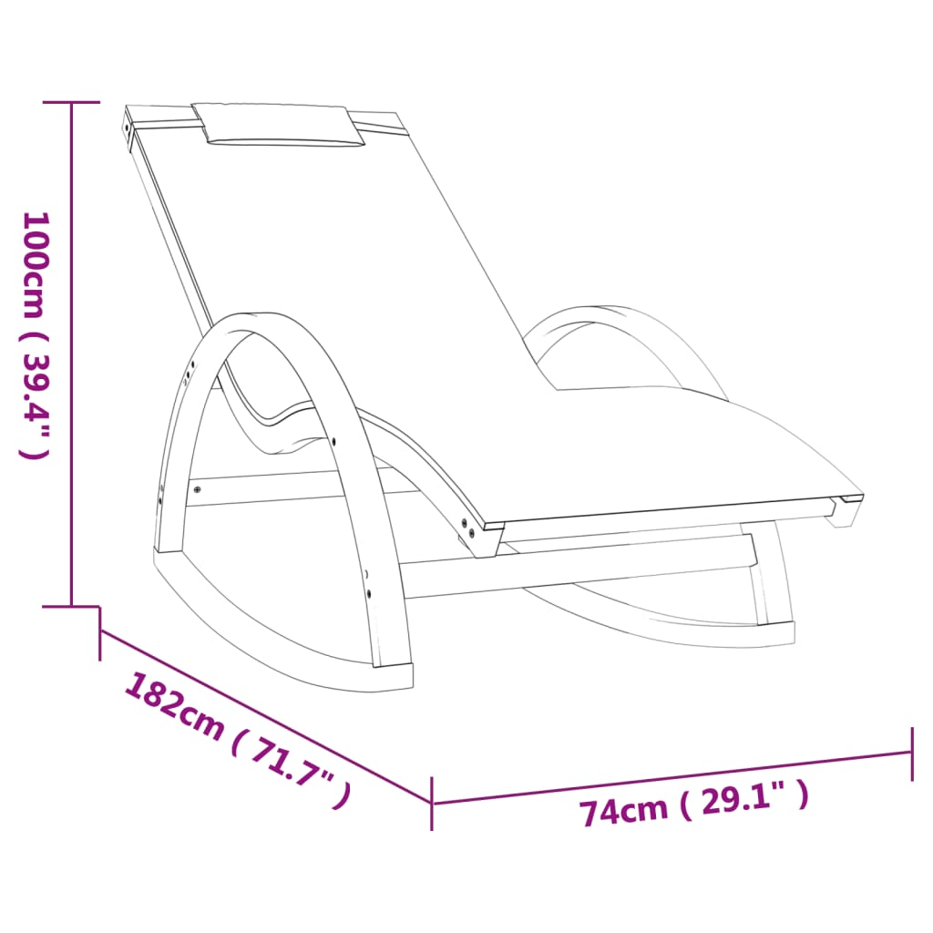 vidaXL Rocking Chair White Textilene and Solid Wood Poplar