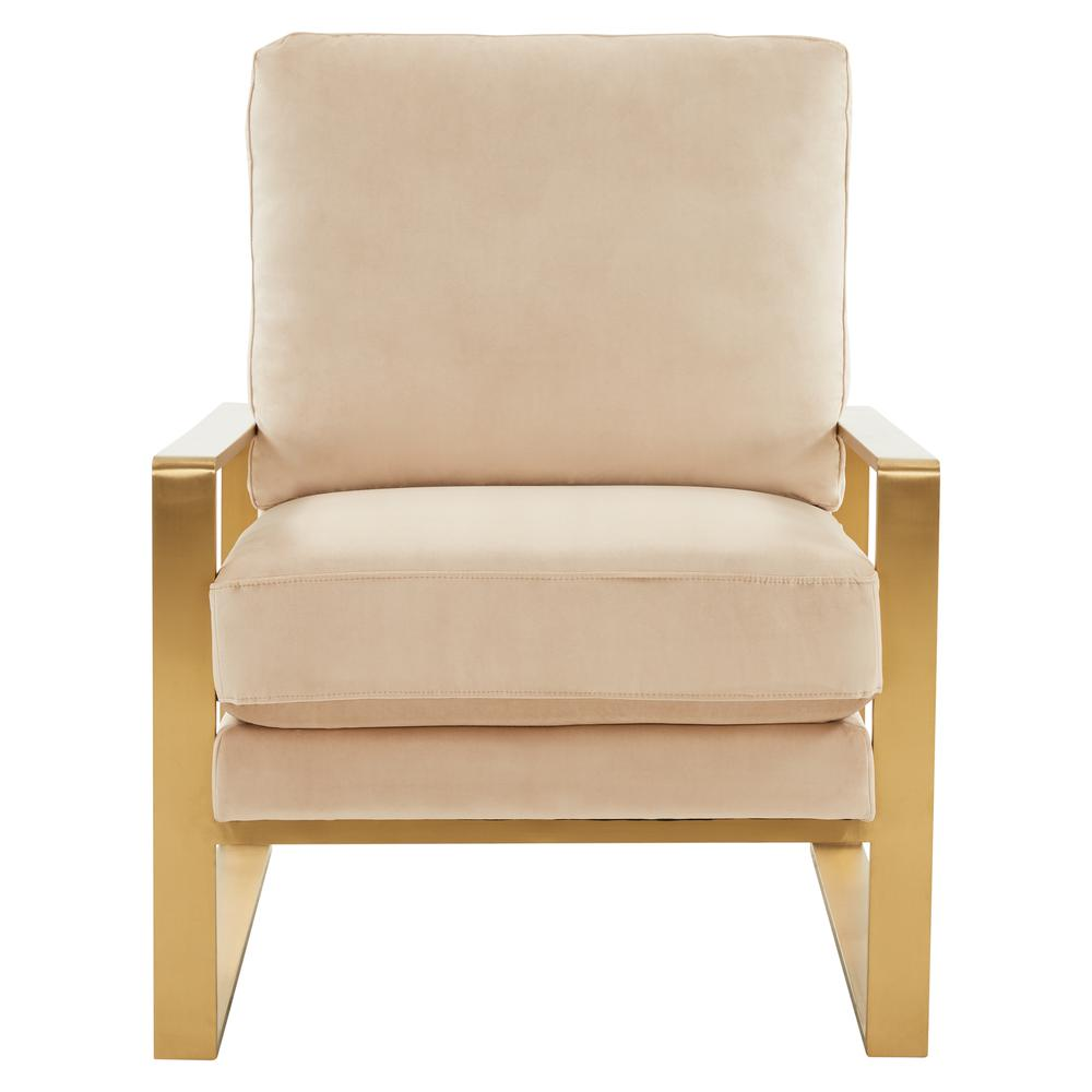 LeisureMod Jefferson Velvet Design Accent Armchair With Gold Brass Finish Frame JA29BG