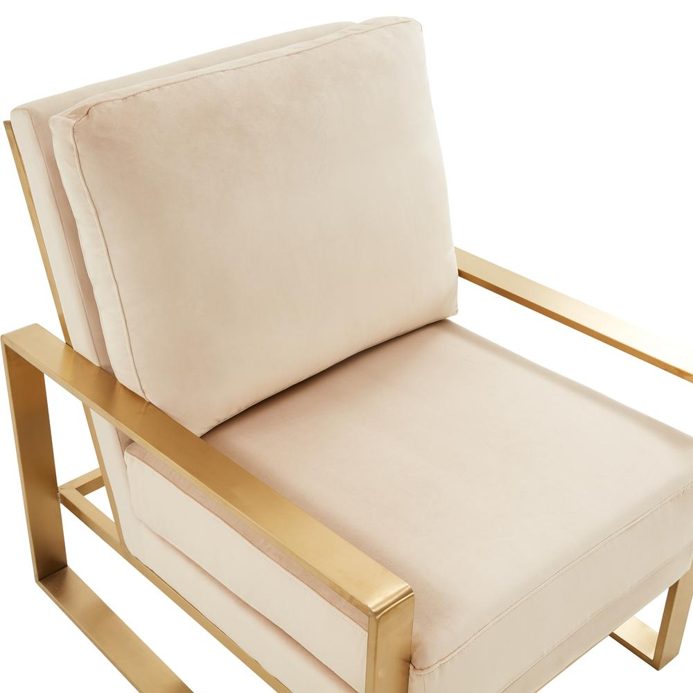 LeisureMod Jefferson Velvet Design Accent Armchair With Gold Brass Finish Frame JA29BG