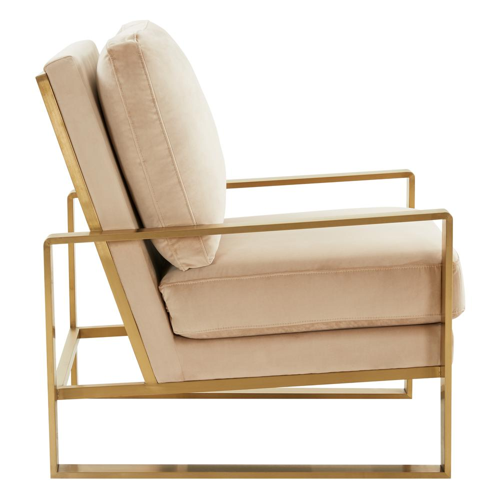 LeisureMod Jefferson Velvet Design Accent Armchair With Gold Brass Finish Frame JA29BG