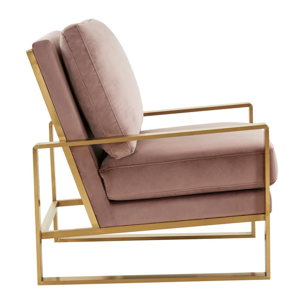 LeisureMod Jefferson Velvet Design Accent Armchair With Gold Brass Finish Frame JA29PK