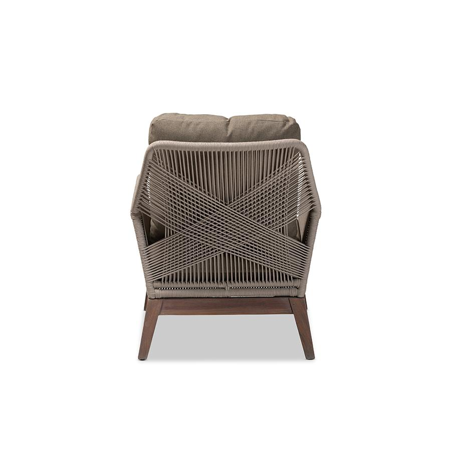 Baxton Studio Jennifer Mid-Century Transitional Grey Woven Rope Mahogany Accent Chair