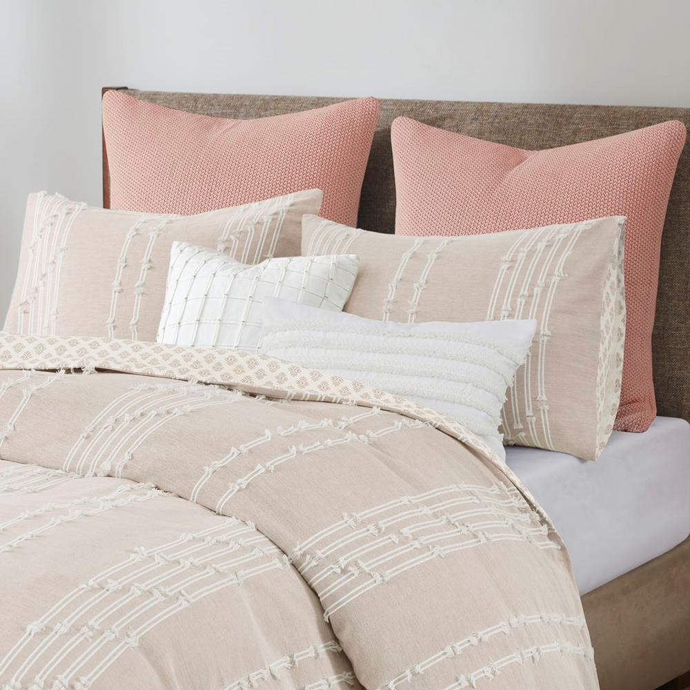 100% Cotton Jacquard Duvet Cover Set, Blush