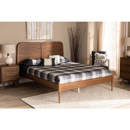 Baxton Studio Kassidy Classic and Traditional Walnut Brown Finished Wood King Size Platform Bed