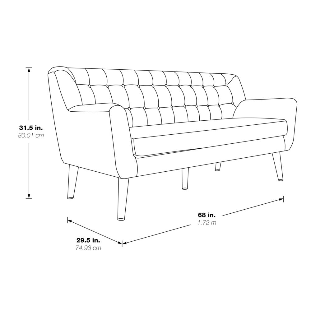 Mill Lane Mid-Century Modern 68” Tufted Sofa in Green Fabric, MLL53-M17