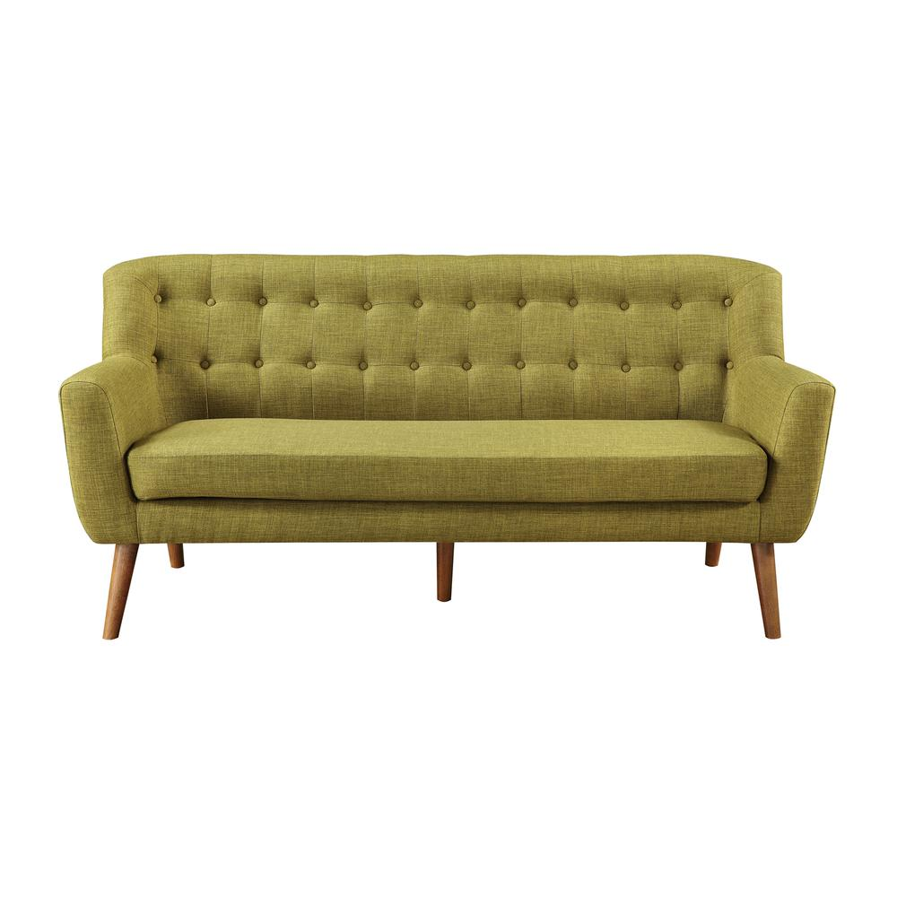 Mill Lane Mid-Century Modern 68” Tufted Sofa in Green Fabric, MLL53-M17