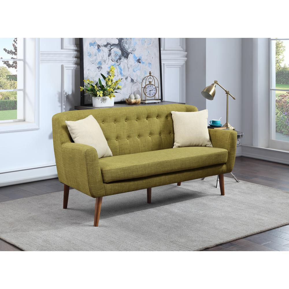 Mill Lane Mid-Century Modern 68” Tufted Sofa in Green Fabric, MLL53-M17