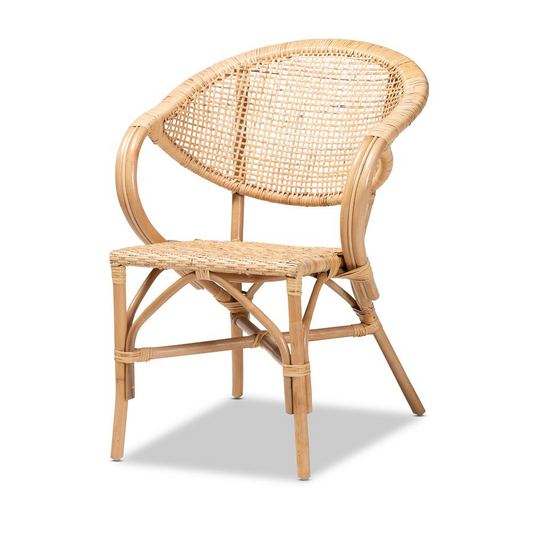 bali & pari Varick Modern Bohemian Natural Brown Finished Rattan Dining Chair