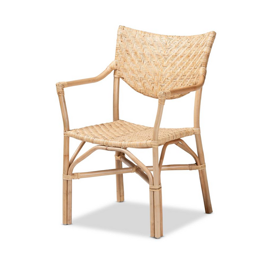 bali & pari Damani Modern Bohemian Natural Brown Finished Rattan Dining Chair