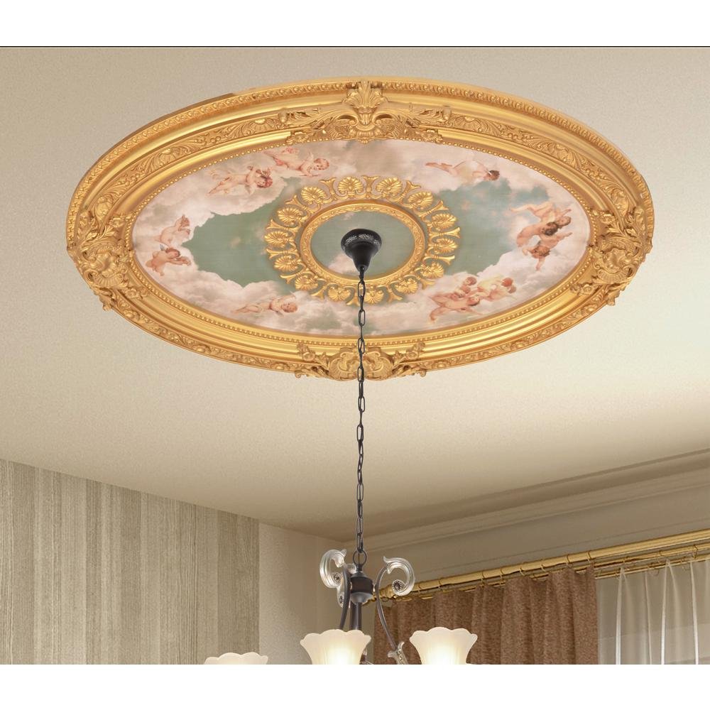 Cherubs Sky Oval Chandelier Ceiling Medallion 44in