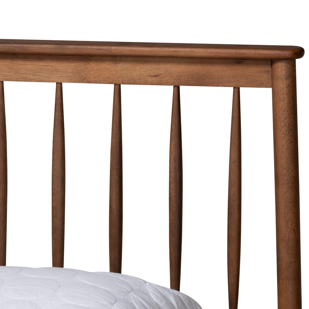 Agatis Mid-Century Modern Walnut Brown Finished Wood Queen Size Bed