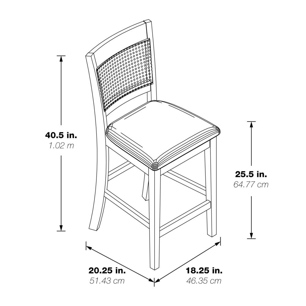 Walden 24" Cane Back Stool 2pk, Linen / Burnt Brown