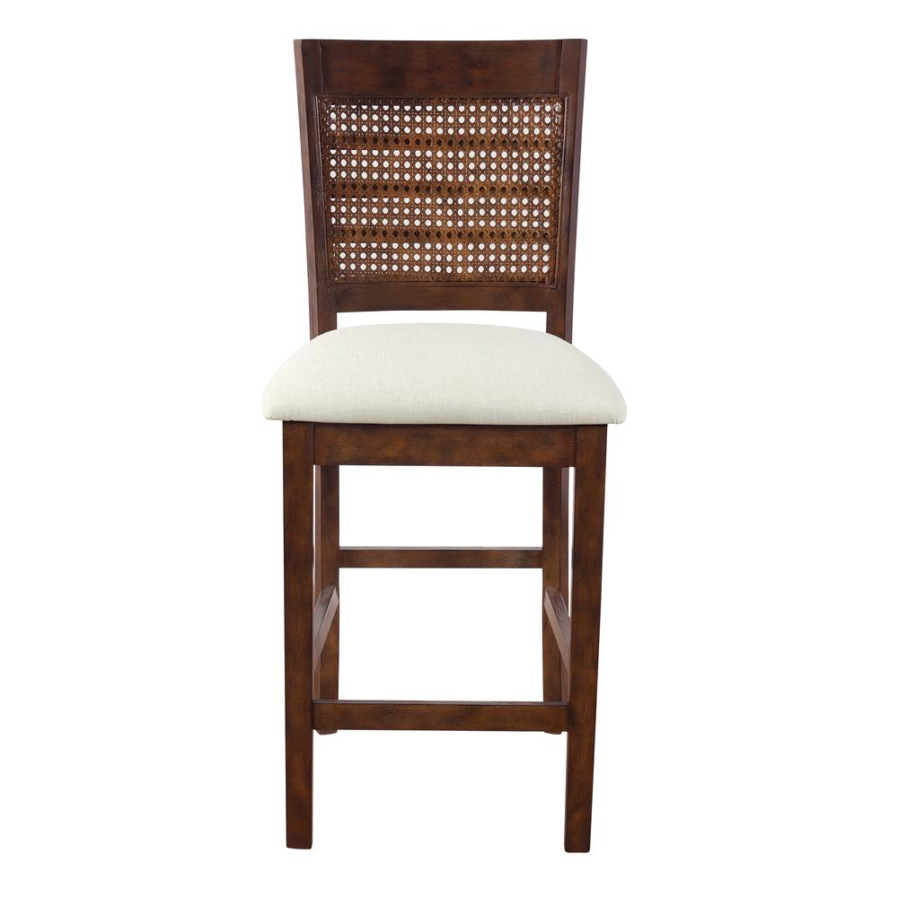 Walden 24" Cane Back Stool 2pk, Linen / Burnt Brown