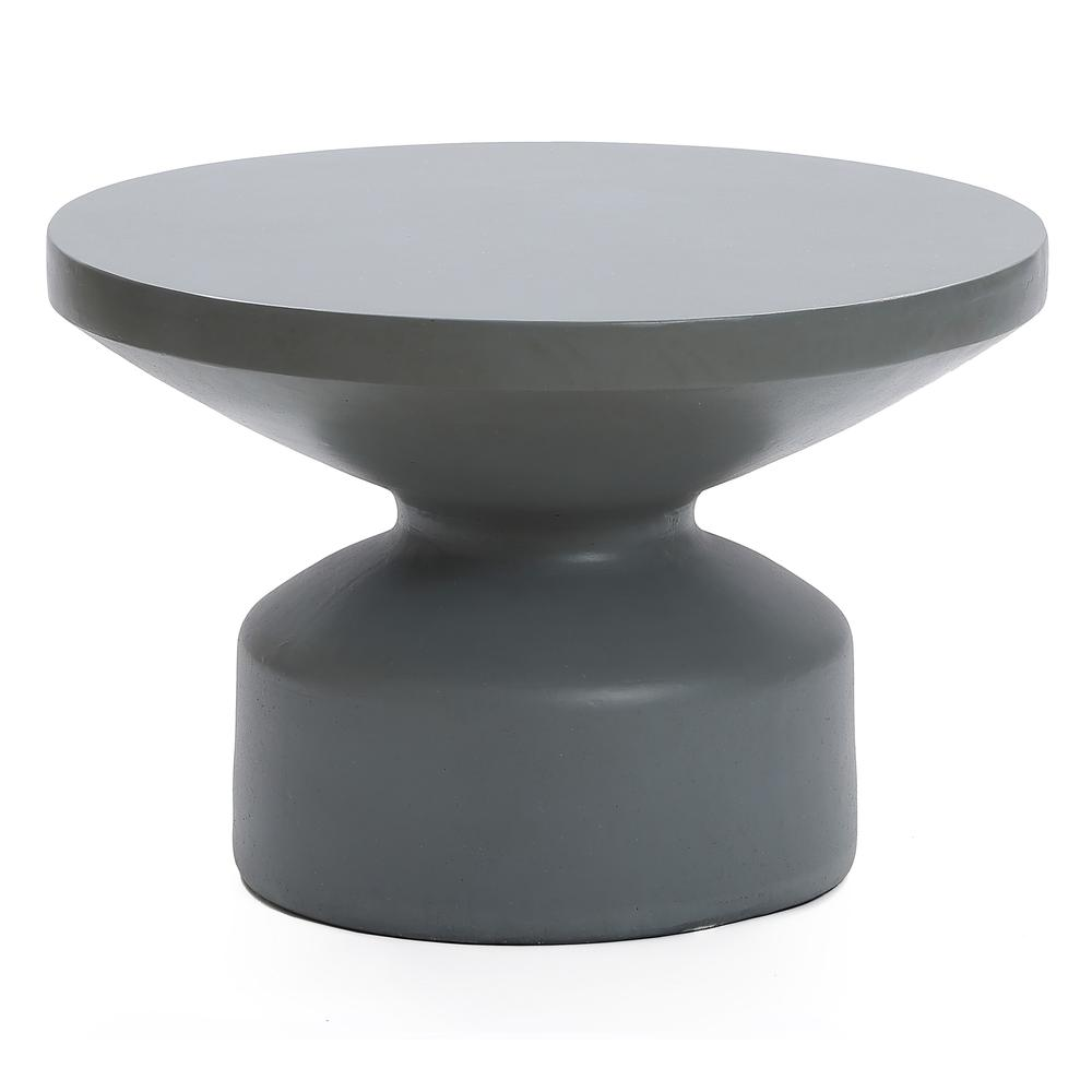 Gray MgO 24.2" Round Outdoor Coffee Table