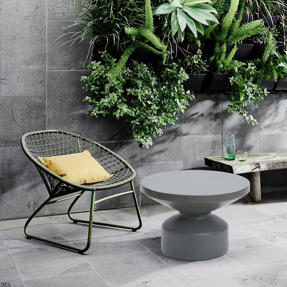 Gray MgO 24.2" Round Outdoor Coffee Table