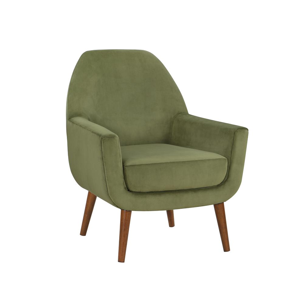 Accera Mid-Century Green Velvet Arm Chair