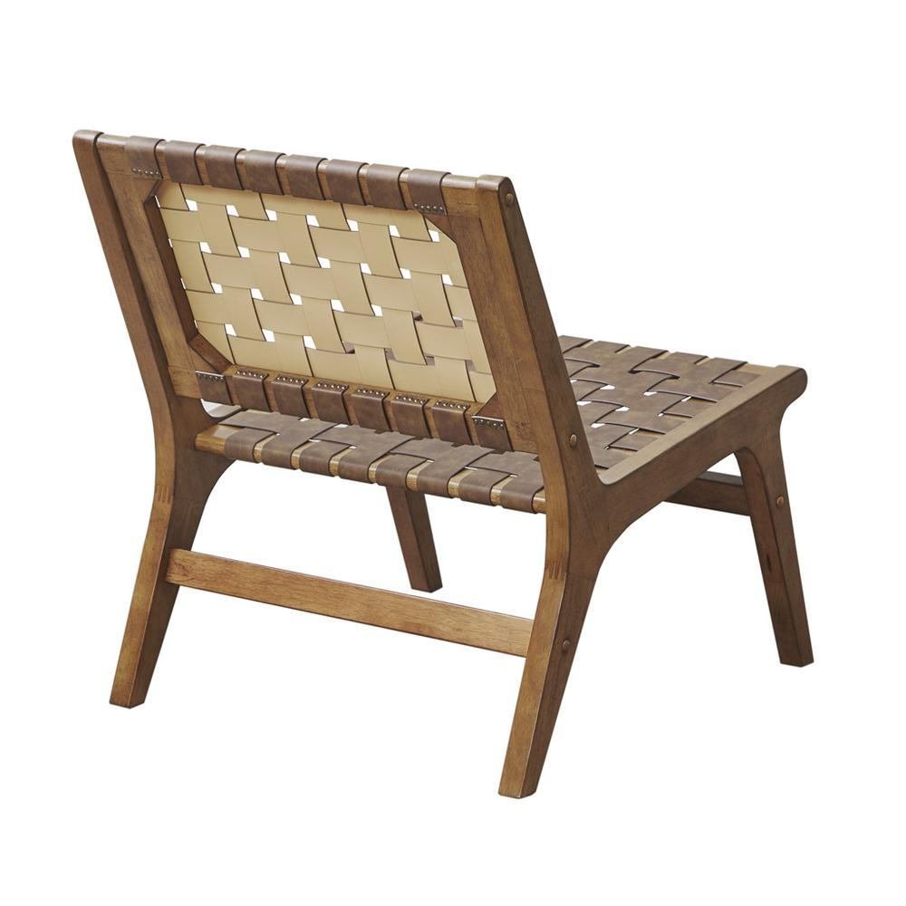 Vegan Leather Woven Accent Chair