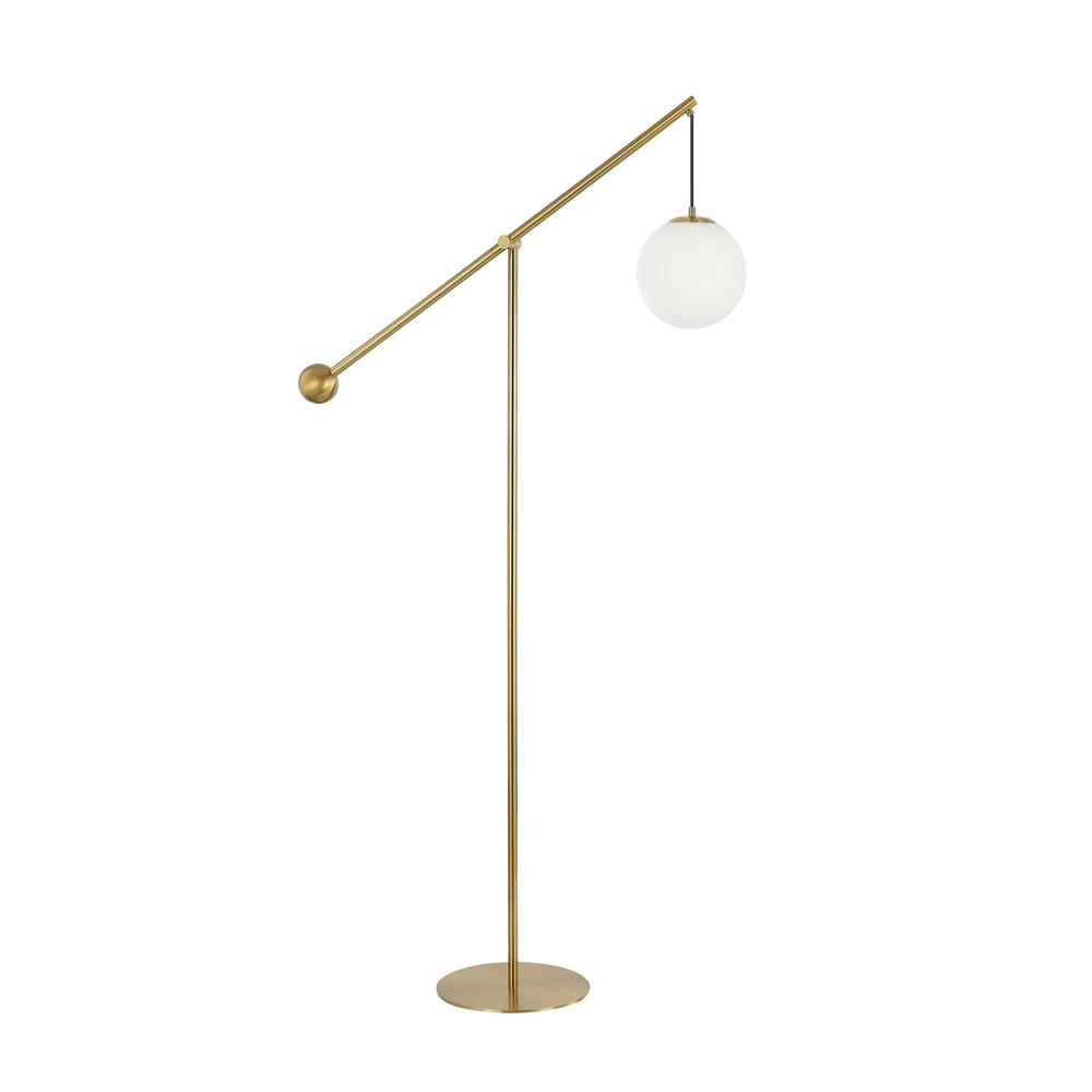 1LT Incandescent Floor Lamp, AGB, Opal Glass